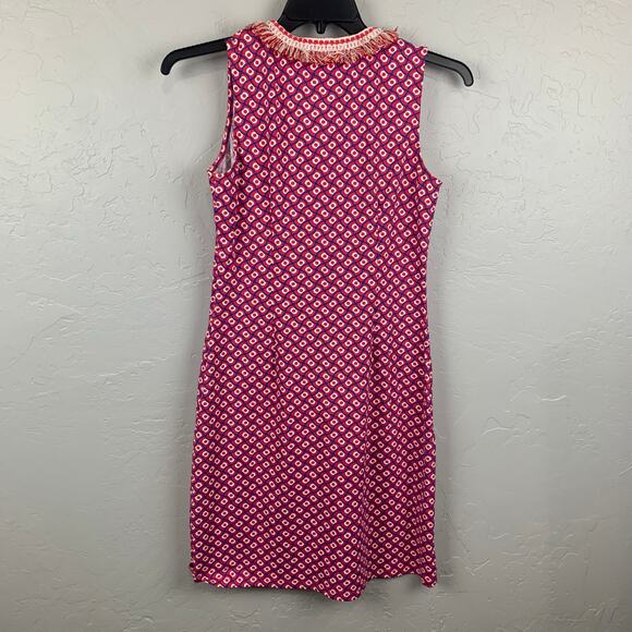 J. McLaughlin Lola Fringe Dress Womens Small Pink White Catalina Cloth Sleveless - Picture 2 of 8